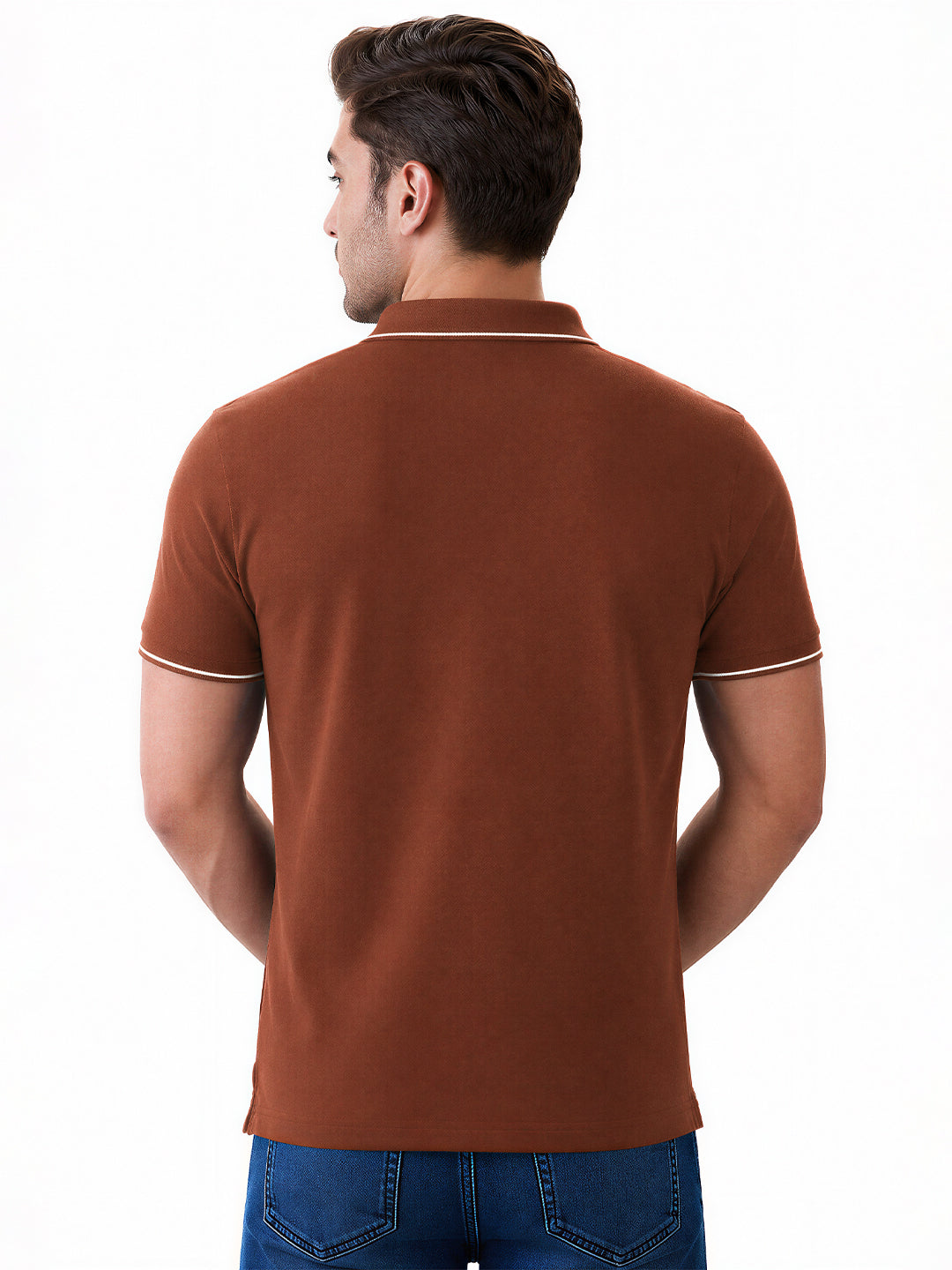 Solid Brand Logo Regular Fit Polo T-shirt