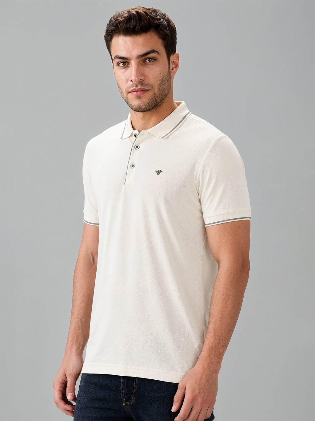Solid Brand Logo Regular Fit Polo T-shirt