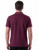 Solid Regular Fit Zipper Polo T-shirt with Tipped Details