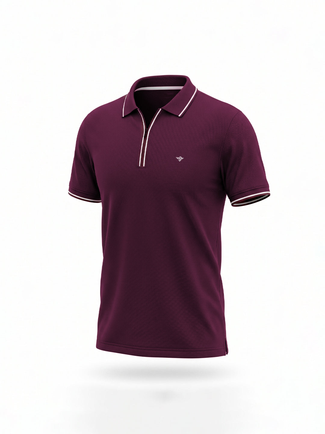 Solid Regular Fit Zipper Polo T-shirt with Tipped Details Secondary image
