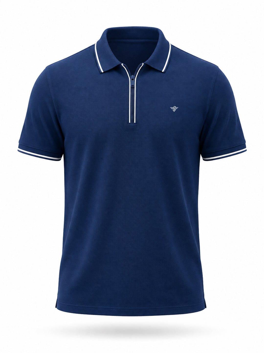 Solid Brand Logo Zipper Closure Regular Fit Polo T-shirt Secondary image