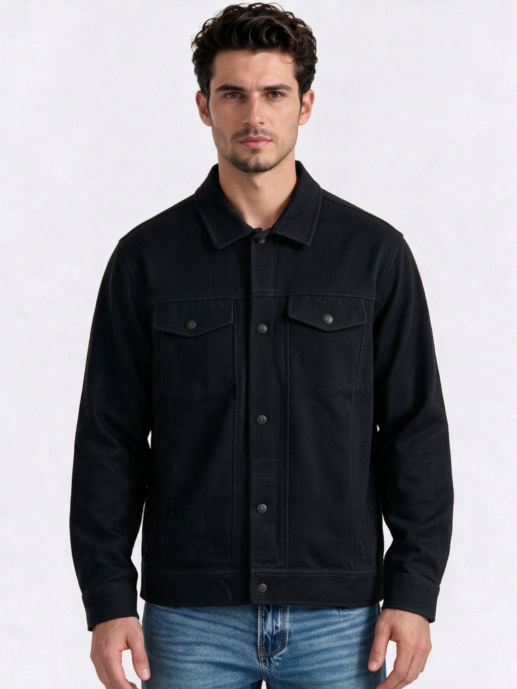 Men's Cotton Blend Spread Collar Regular Fit Shacket