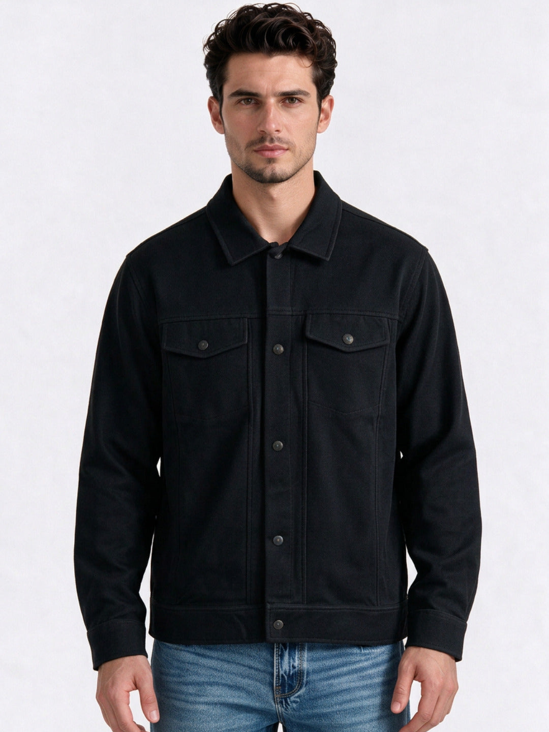 Men's Cotton Blend Spread Collar Regular Fit Shacket