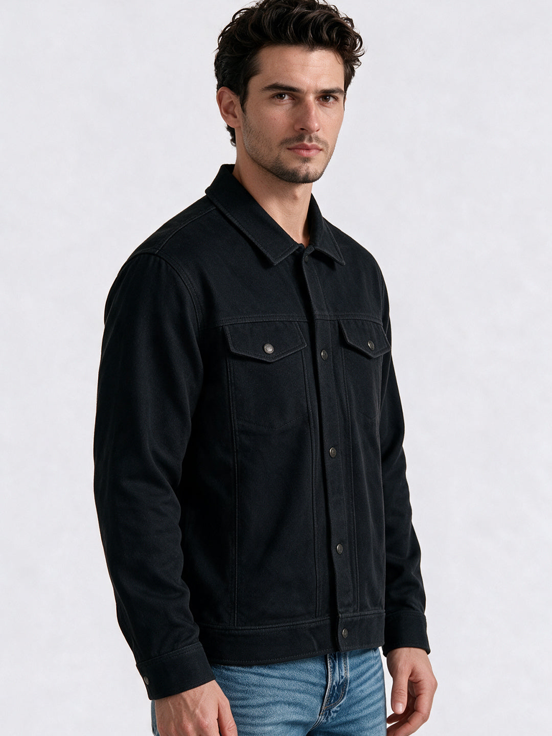 Men's Cotton Blend Spread Collar Regular Fit Shacket