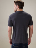 Status Quo Men's Solid Regular Fit Polo T-Shirt with Tipped Collar and Button Closure