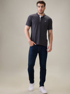 Status Quo Men's Solid Regular Fit Polo T-Shirt with Tipped Collar and Button Closure