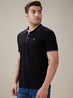 Status Quo Men's Solid Regular Fit Polo T-Shirt with Tipped Collar and Button Closure