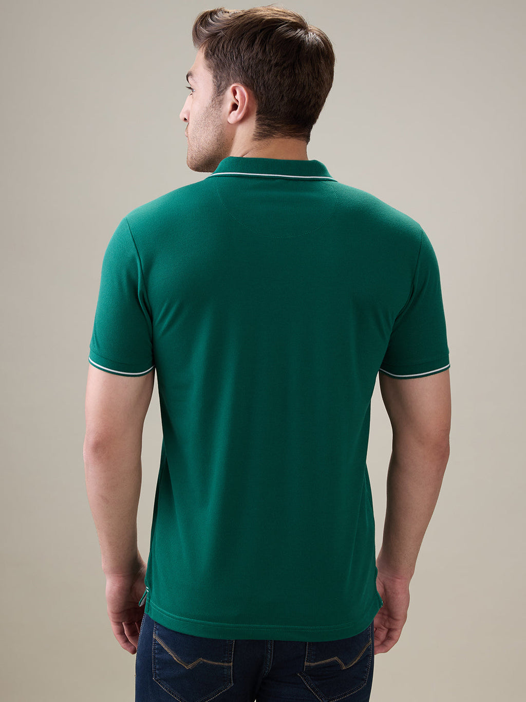 Status Quo Men's Solid Regular Fit Polo T-Shirt with Tipped Collar and Button Closure