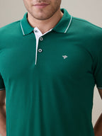 Status Quo Men's Solid Regular Fit Polo T-Shirt with Tipped Collar and Button Closure