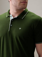 Status Quo Men's Solid Regular Fit Polo T-Shirt with Tipped Collar and Button Closure