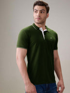 Status Quo Men's Solid Regular Fit Polo T-Shirt with Tipped Collar and Button Closure