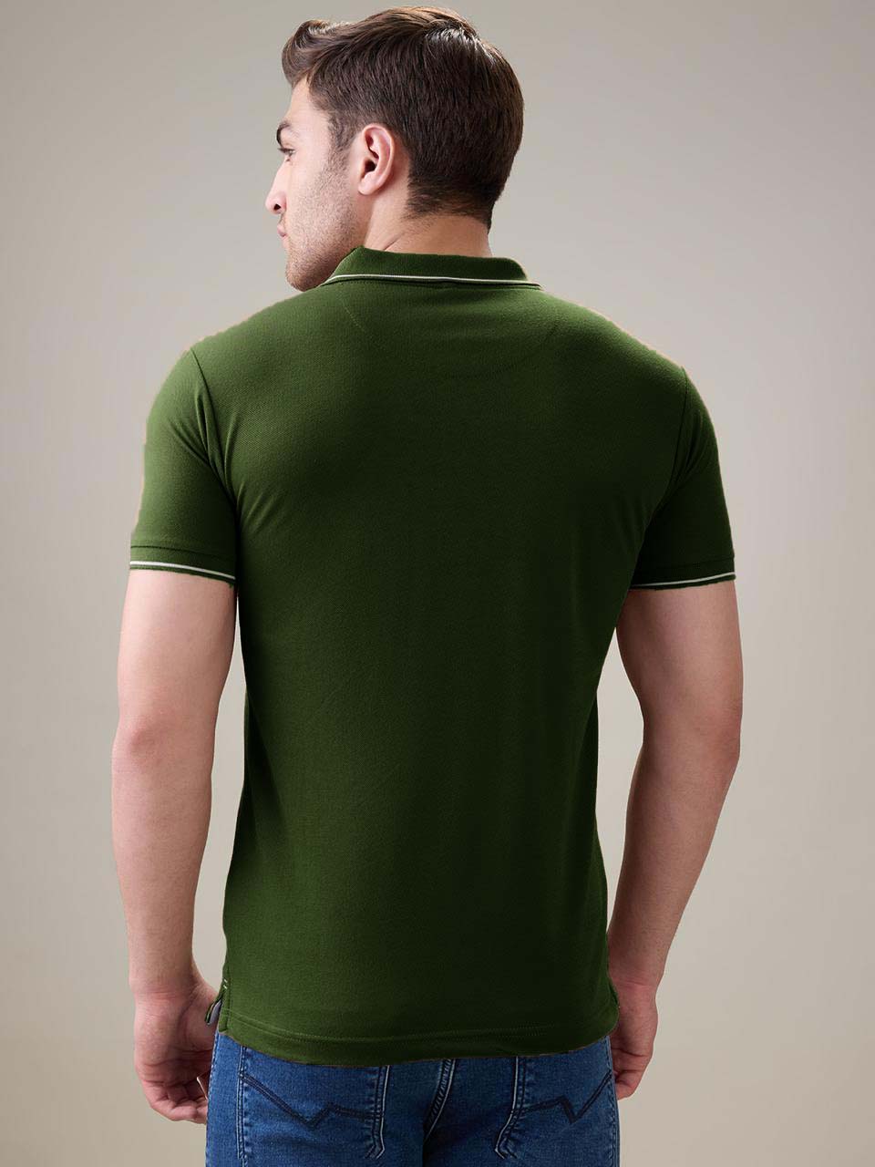 Status Quo Men's Solid Regular Fit Polo T-Shirt with Tipped Collar and Button Closure