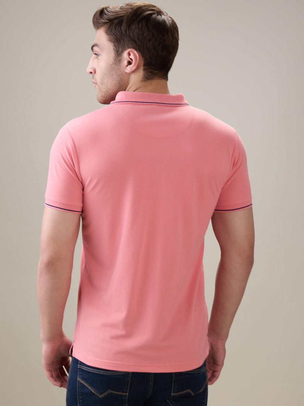 Status Quo Men's Solid Regular Fit Polo T-Shirt with Tipped Collar and Button Closure