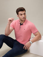 Status Quo Men's Solid Regular Fit Polo T-Shirt with Tipped Collar and Button Closure