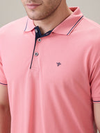 Status Quo Men's Solid Regular Fit Polo T-Shirt with Tipped Collar and Button Closure