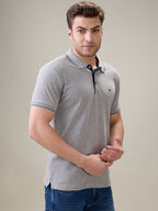 Status Quo Men's Solid Regular Fit Polo T-Shirt with Tipped Collar and Button Closure