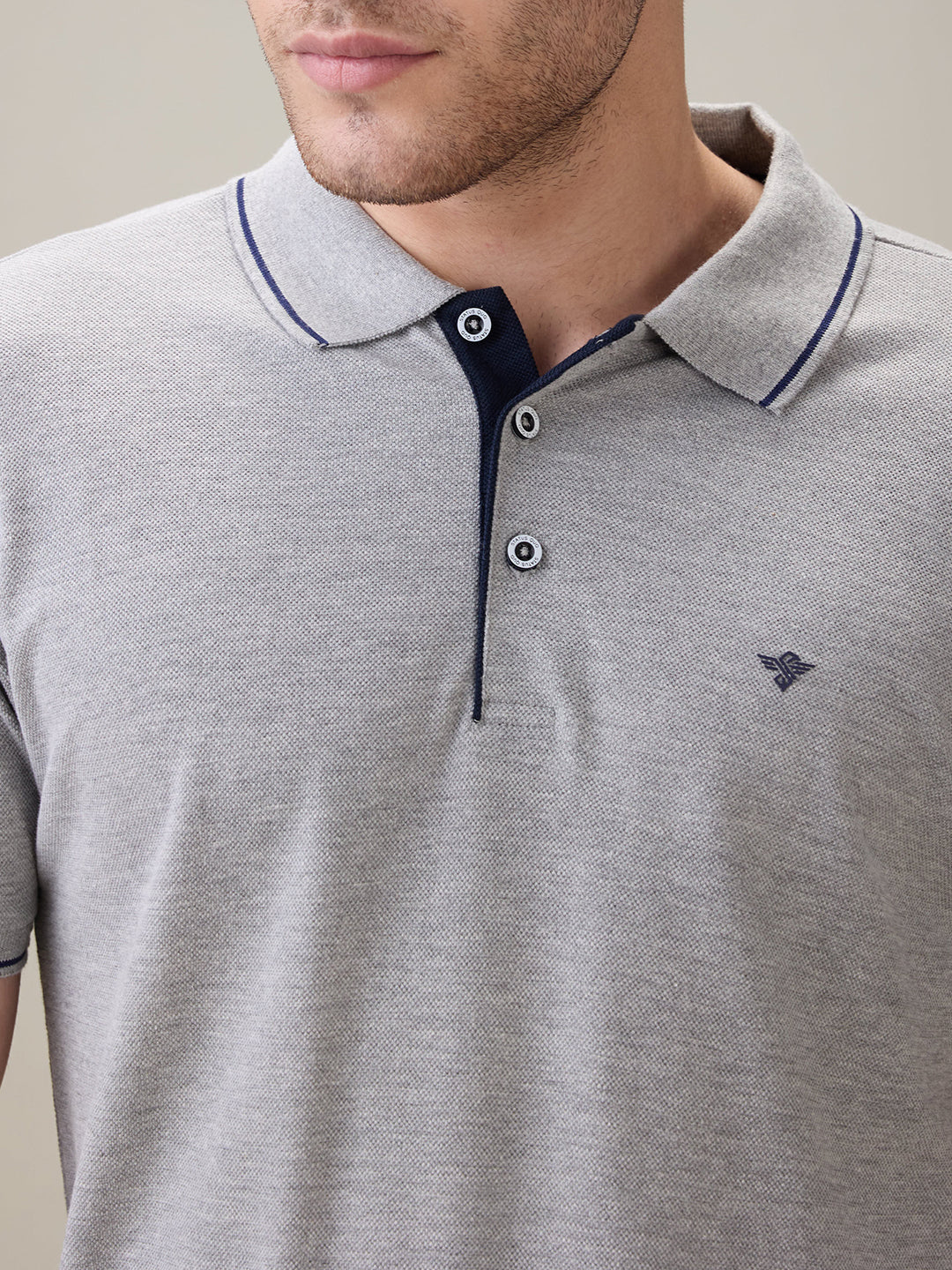 Status Quo Men's Solid Regular Fit Polo T-Shirt with Tipped Collar and Button Closure