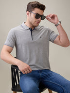 Status Quo Men's Solid Regular Fit Polo T-Shirt with Tipped Collar and Button Closure