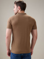Status Quo Men's Solid Regular Fit Polo T-Shirt with Tipped Collar and Button Closure