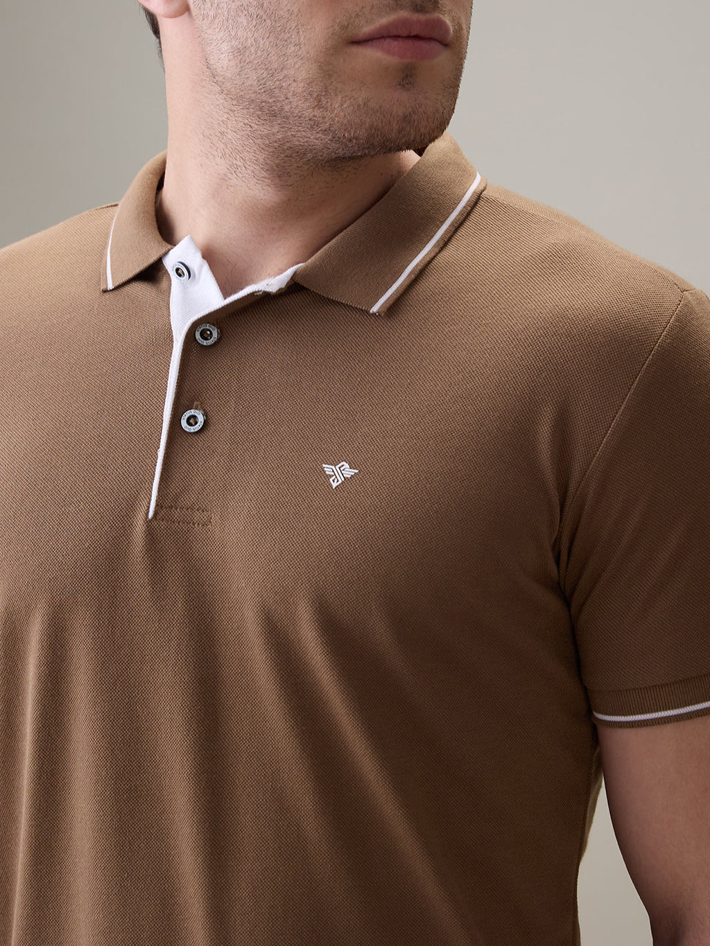 Status Quo Men's Solid Regular Fit Polo T-Shirt with Tipped Collar and Button Closure