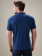 Status Quo Men's Solid Regular Fit Polo T-Shirt with Tipped Collar and Button Closure
