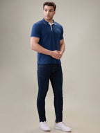 Status Quo Men's Solid Regular Fit Polo T-Shirt with Tipped Collar and Button Closure