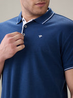 Status Quo Men's Solid Regular Fit Polo T-Shirt with Tipped Collar and Button Closure