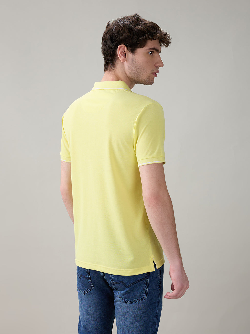 Status Quo Men's Solid Regular Fit Polo T-Shirt with Tipped Collar and Button Closure