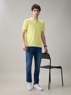 Status Quo Men's Solid Regular Fit Polo T-Shirt with Tipped Collar and Button Closure