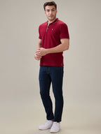 Status Quo Men's Solid Regular Fit Polo T-Shirt with Tipped Collar and Button Closure