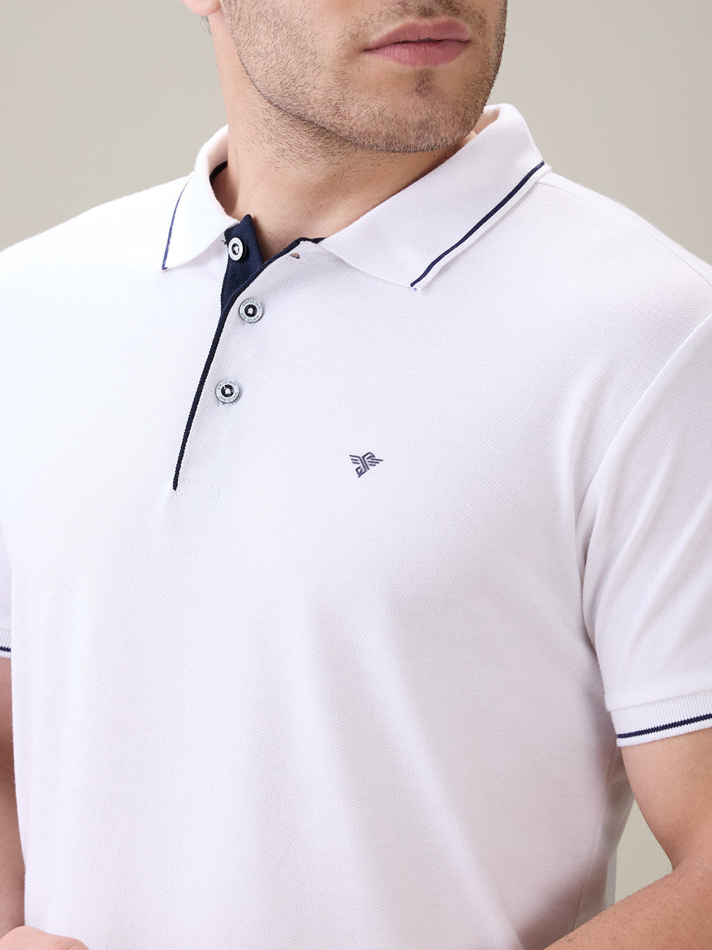 Status Quo Men's Solid Regular Fit Polo T-Shirt with Tipped Collar and Button Closure