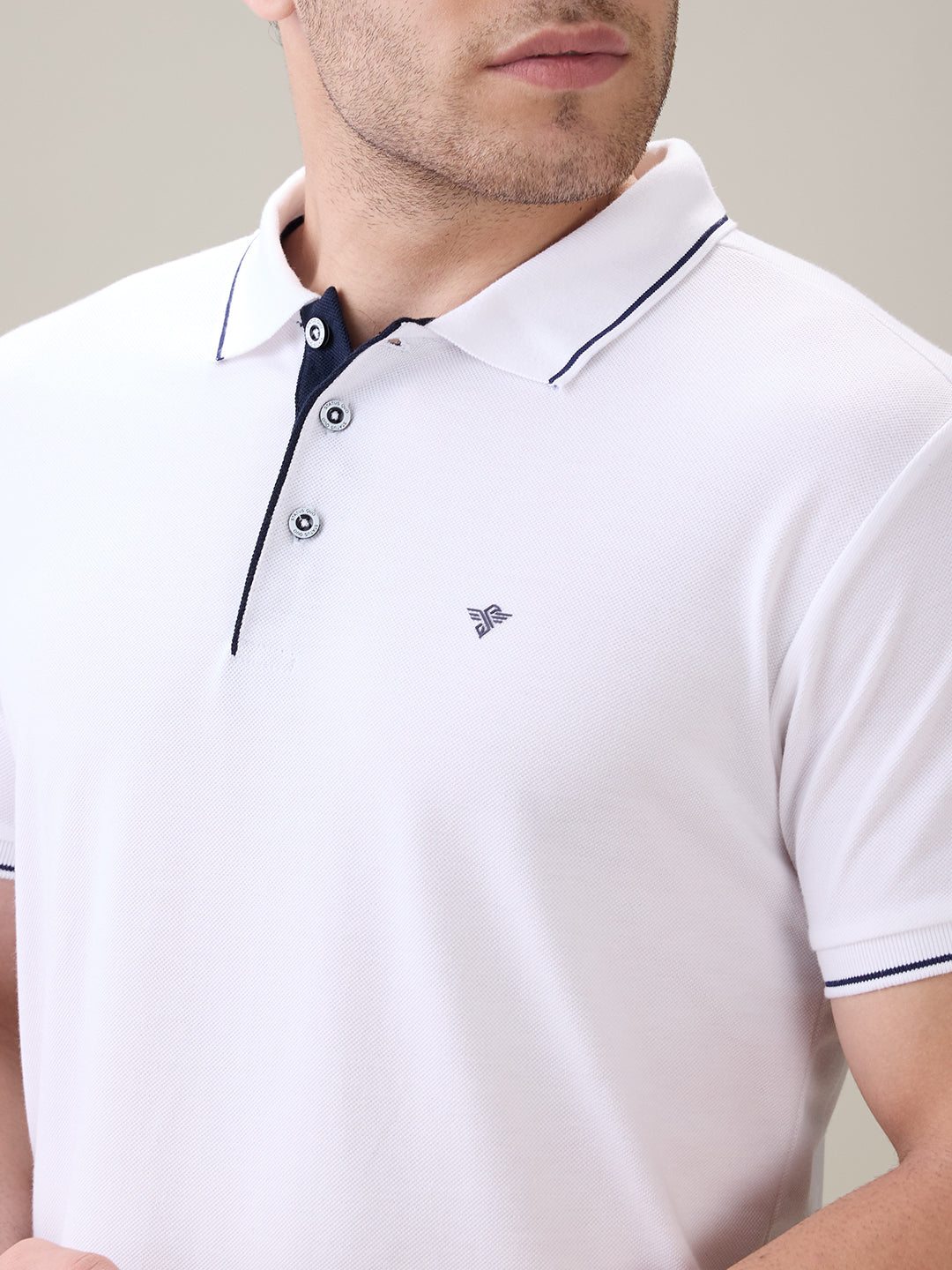 Status Quo Men's Solid Regular Fit Polo T-Shirt with Tipped Collar and Button Closure