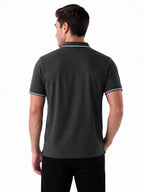 Solid Brand Logo Zipper Closure Regular Fit Polo T-shirt