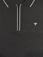 Solid Brand Logo Zipper Closure Regular Fit Polo T-shirt