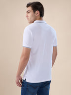 Men's Solid Regular Fit Zipper Polo T-shirt with Tipped Details