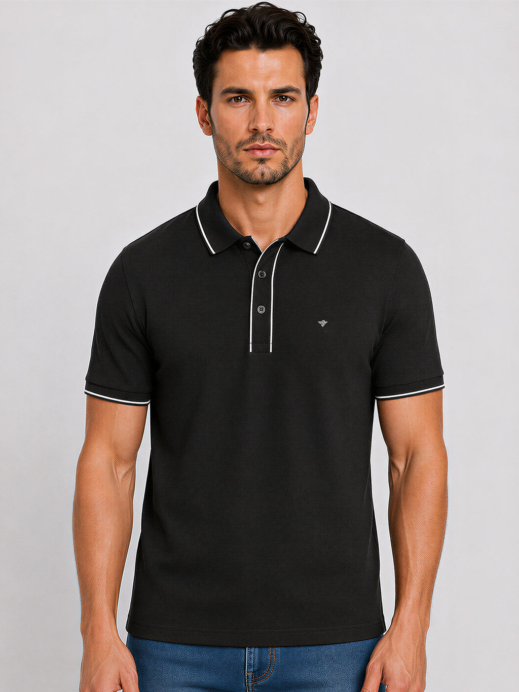 Solid Contrast Tipped Polo T-shirt