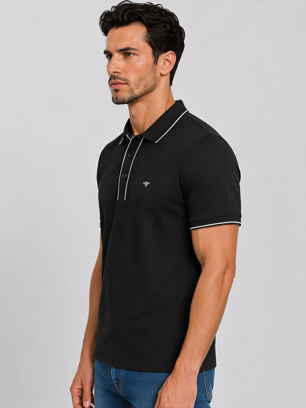 Solid Contrast Tipped Polo T-shirt