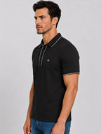 Solid Contrast Tipped Polo T-shirt