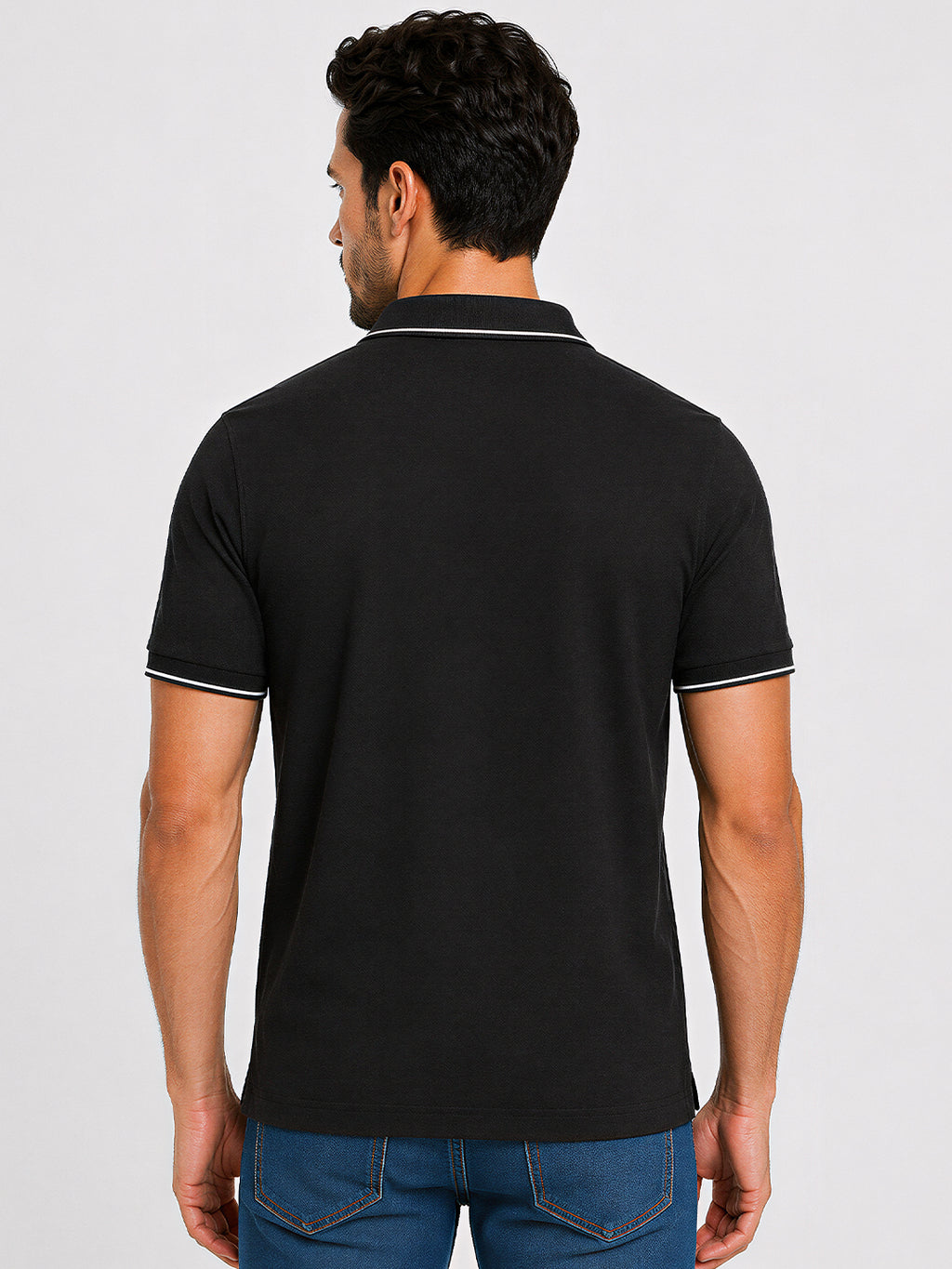 Solid Contrast Tipped Polo T-shirt