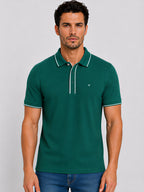 Solid Contrast Tipped Polo T-shirt