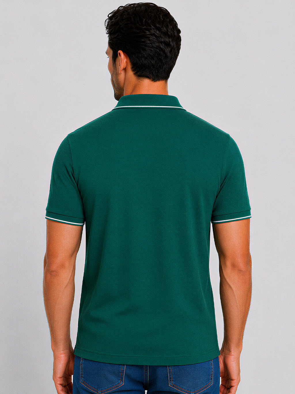 Solid Contrast Tipped Polo T-shirt