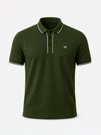 Solid Contrast Tipped Polo T-shirt