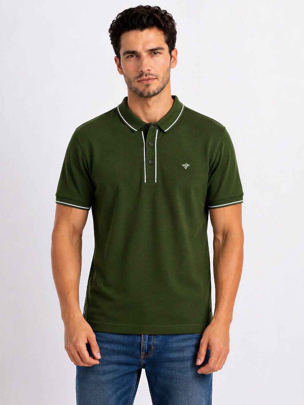 Solid Contrast Tipped Polo T-shirt