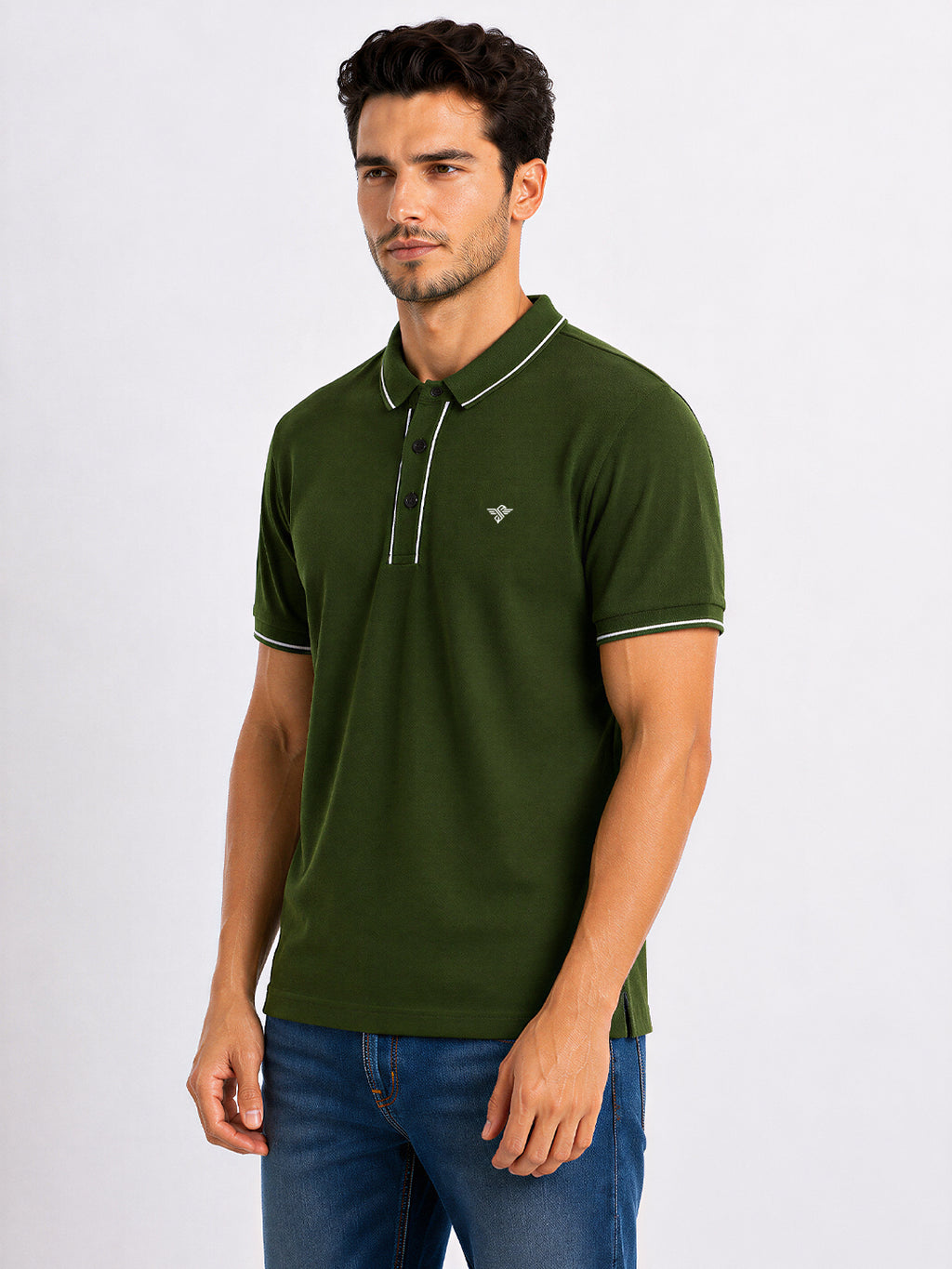 Solid Contrast Tipped Polo T-shirt