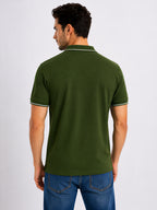 Solid Contrast Tipped Polo T-shirt