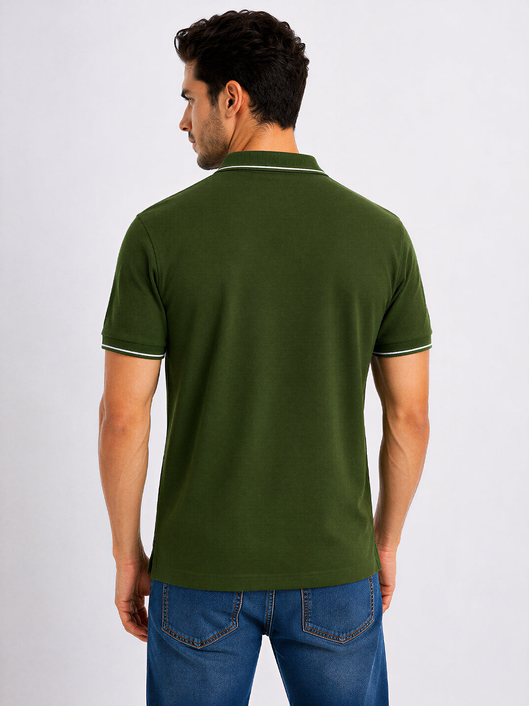 Solid Contrast Tipped Polo T-shirt