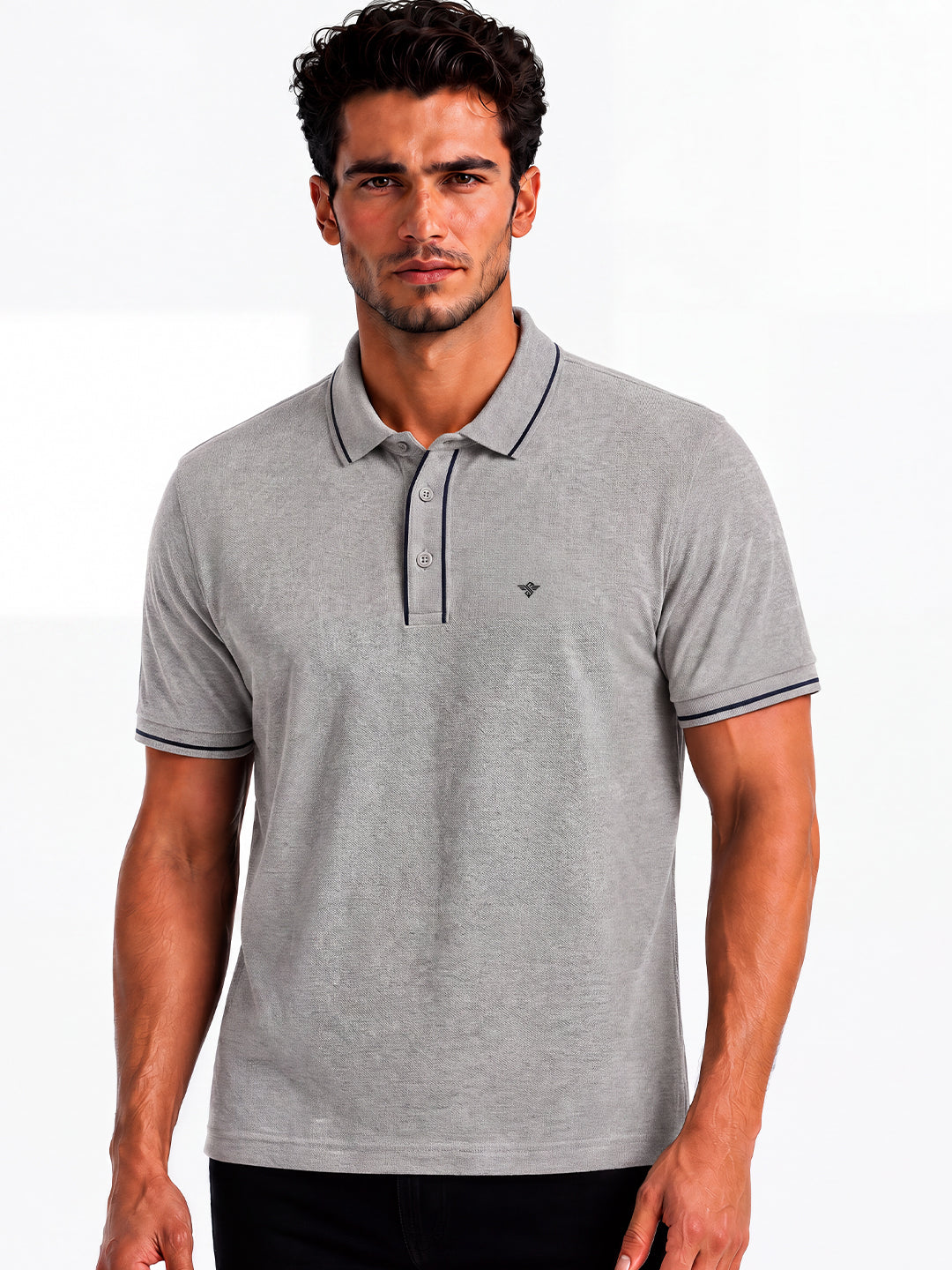 Solid Contrast Tipped Polo T-shirt