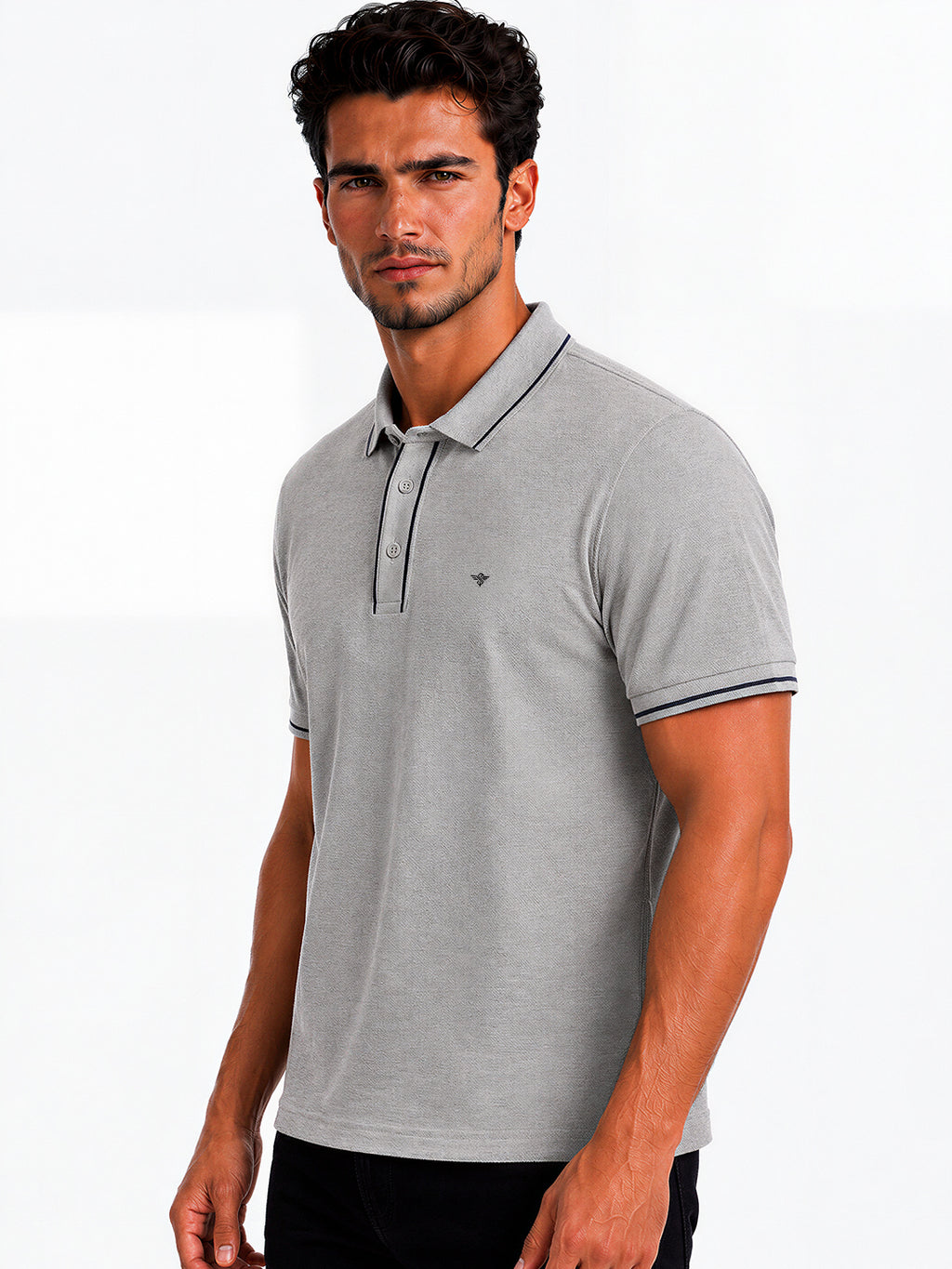 Solid Contrast Tipped Polo T-shirt