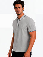 Solid Contrast Tipped Polo T-shirt