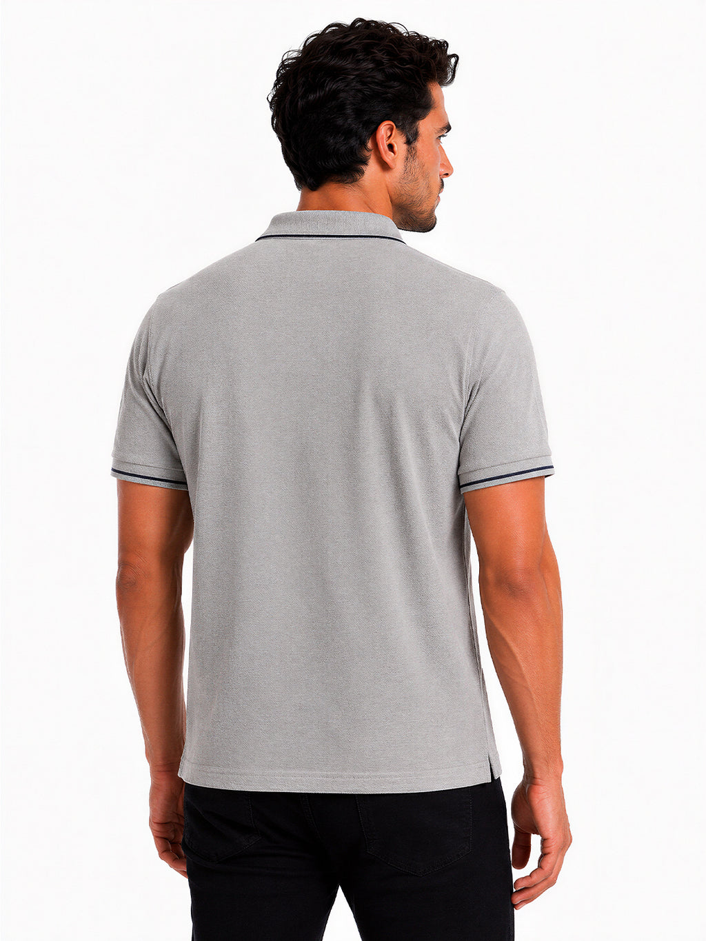 Solid Contrast Tipped Polo T-shirt